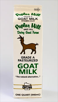 Pasteurized goat milk carton.
